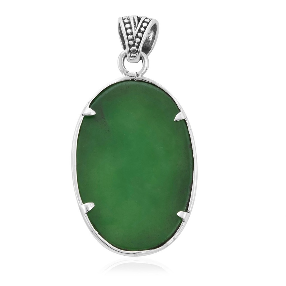 NWOT Exquisite Green Jade Pendant In Sterling Silver - Picture 4 of 7